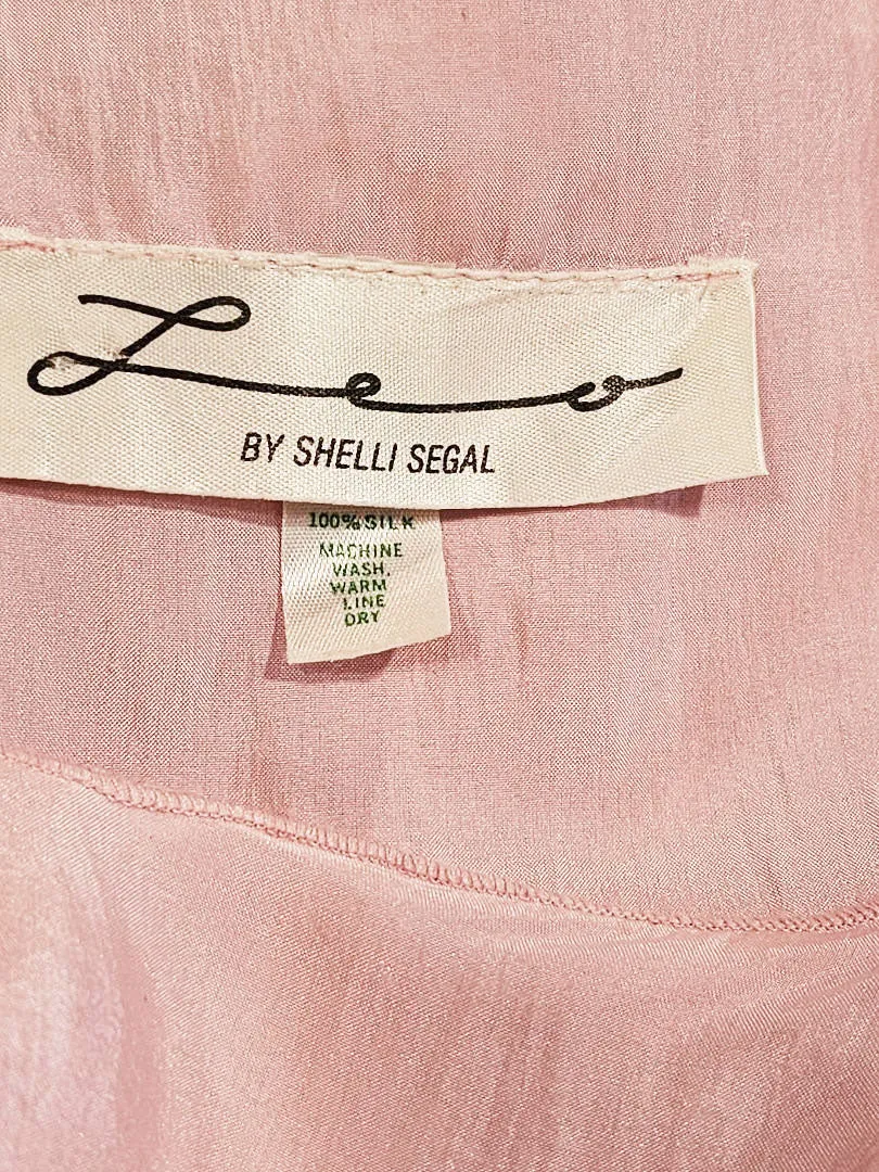 *  VINTAGE LEO BY SHELLI SEGAL 100% SILK TIER DRESS IN STRAWBERRY ICE CREAM PINK - SIZE LARGE