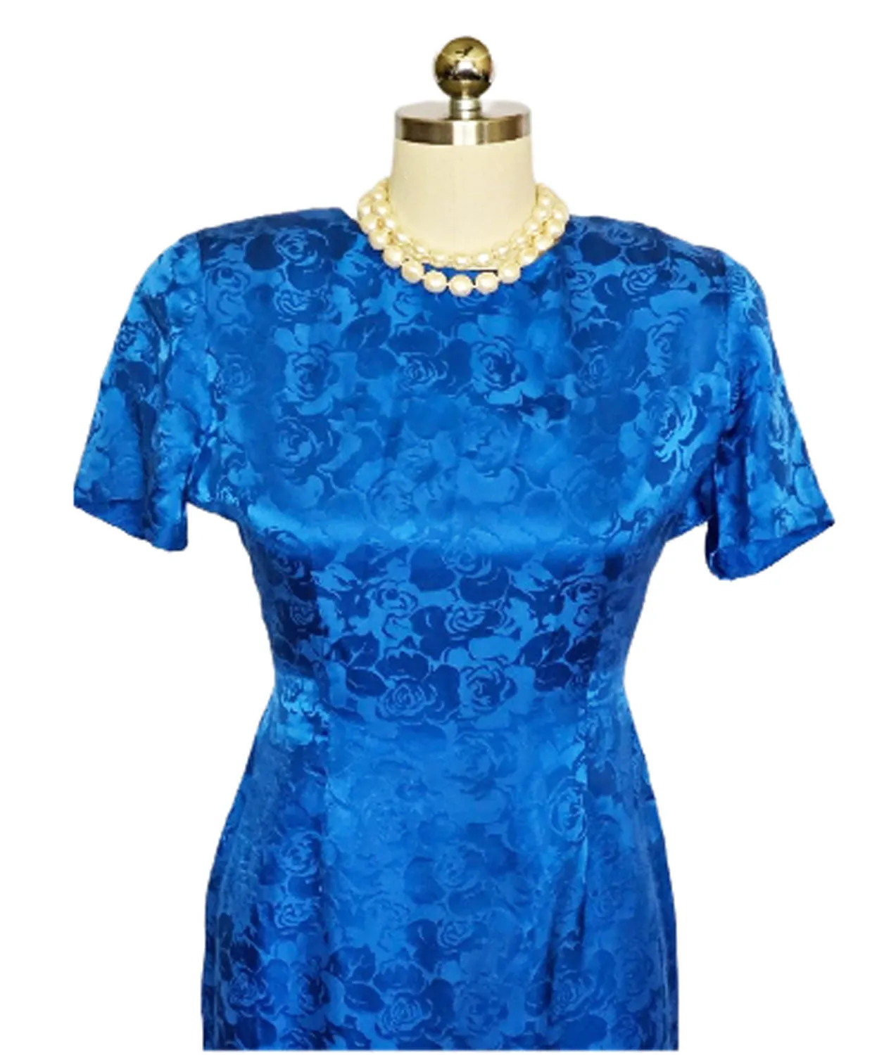 *  VINTAGE PAPELL TOO PETITES ROYAL BLUE SILK DRESS SIZE 10