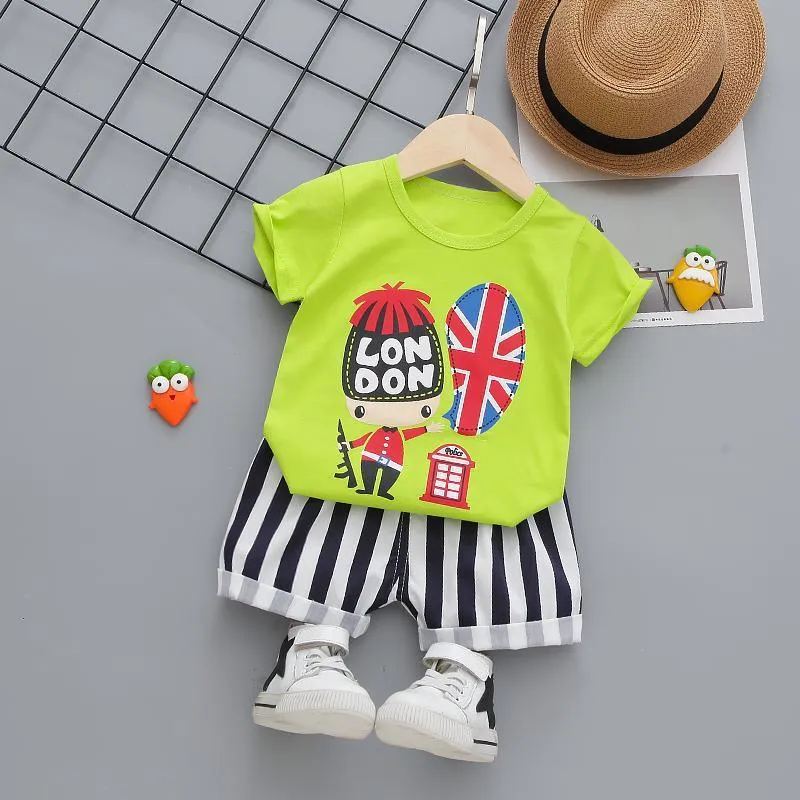 2-piece Cartoon Design T-shirt & Shorts for Children Boy