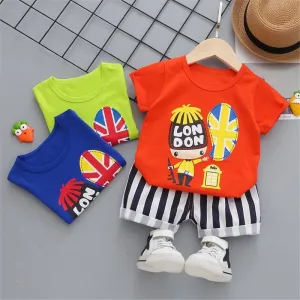 2-piece Cartoon Design T-shirt & Shorts for Children Boy