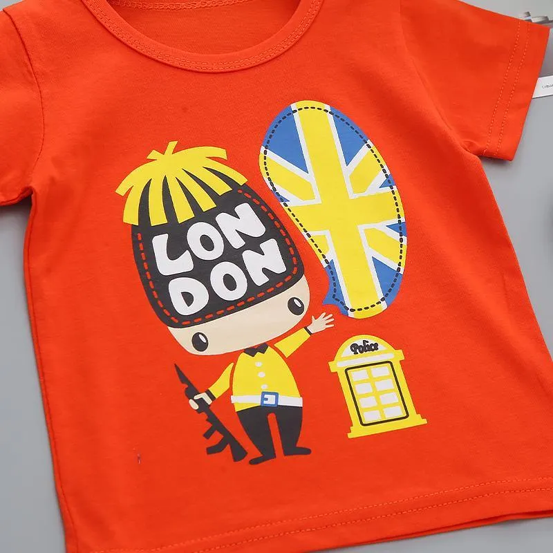 2-piece Cartoon Design T-shirt & Shorts for Children Boy