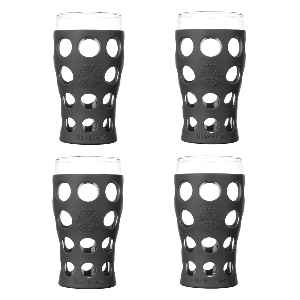 20oz Beverage Glass with Silicone Sleeve -4 Pack