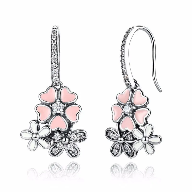 925 Sterling Silver Pink Cherry Flower Blossom Jewelry Sets