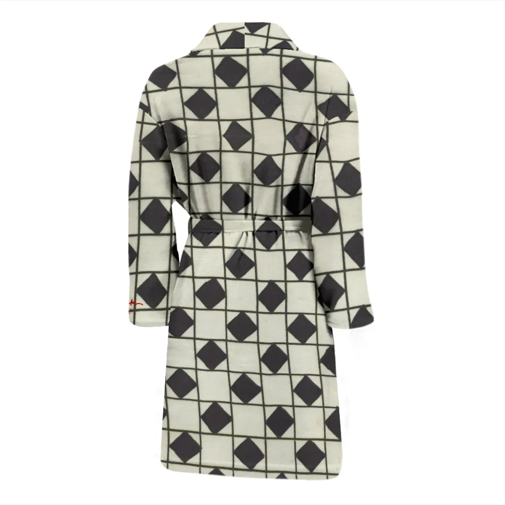 B&W Checkerboard Optical Bath Robe - Men