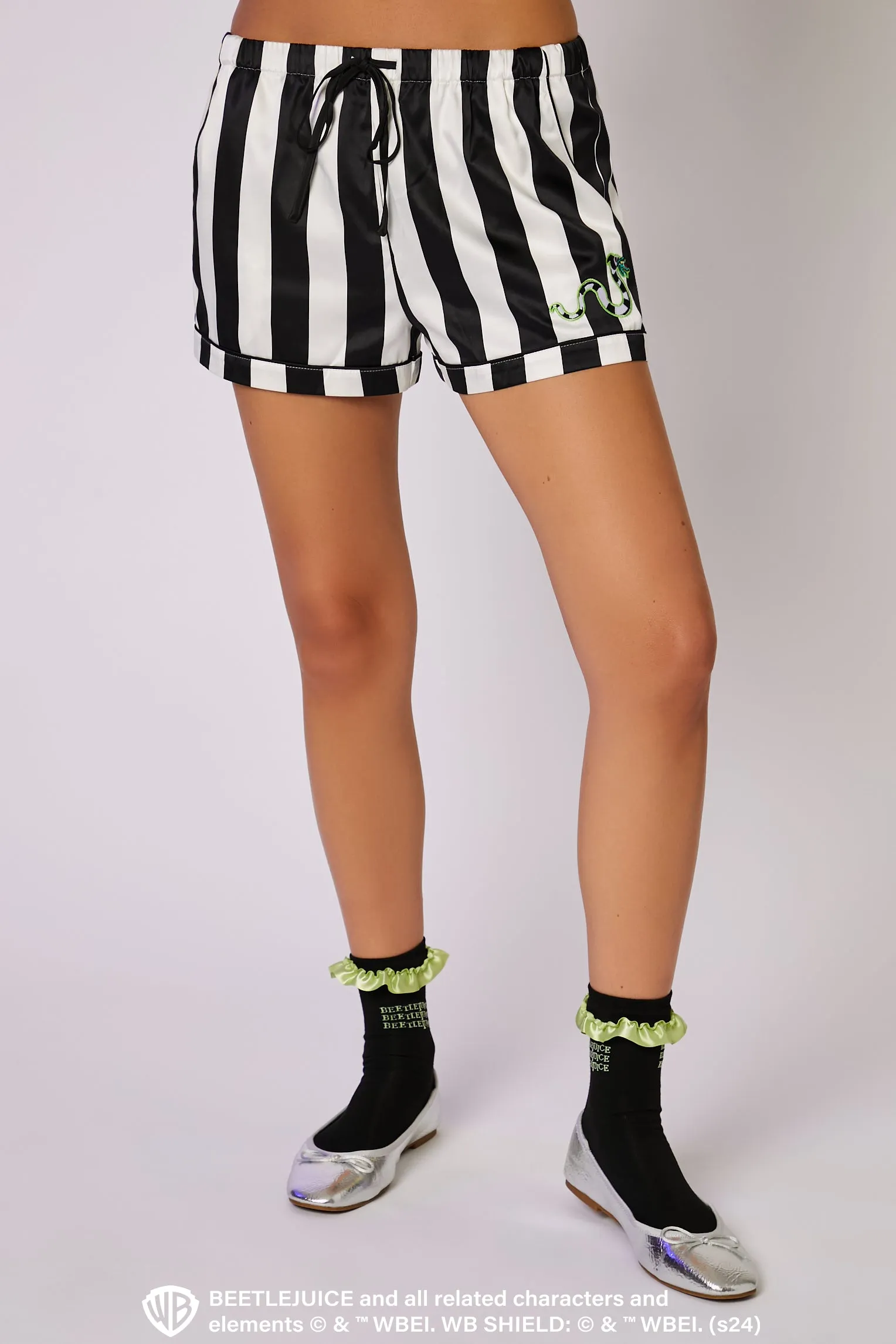 Beetlejuice Button-Up Top & Short 2 Piece Pajama Set