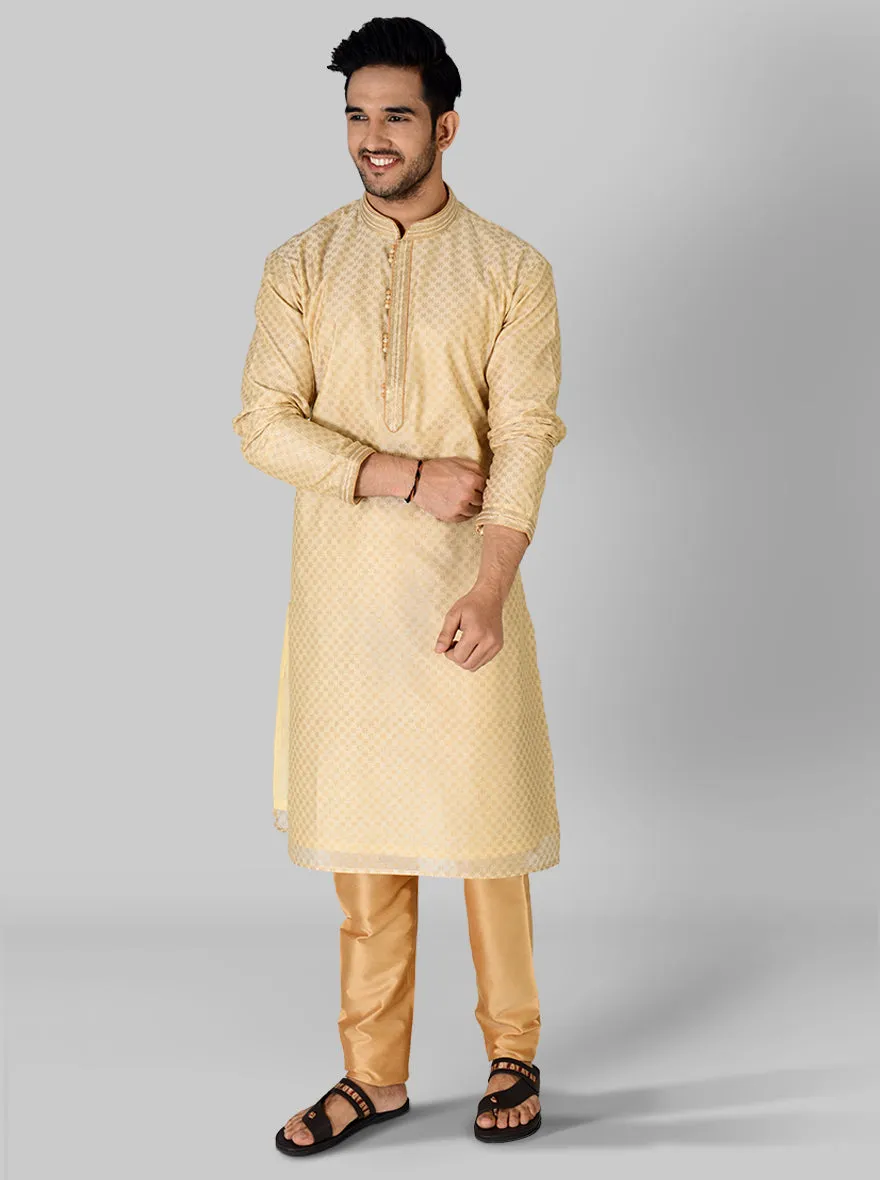 Beige & Light Golden Kurta Set | Azania