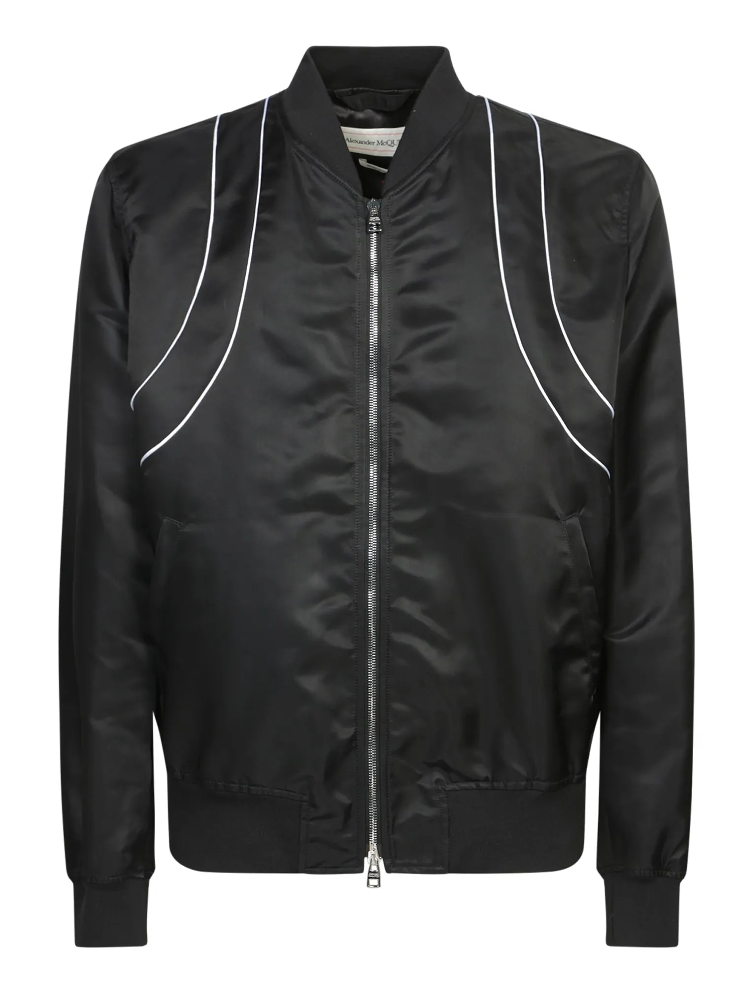 Black Piping Harness Bomber Jacket