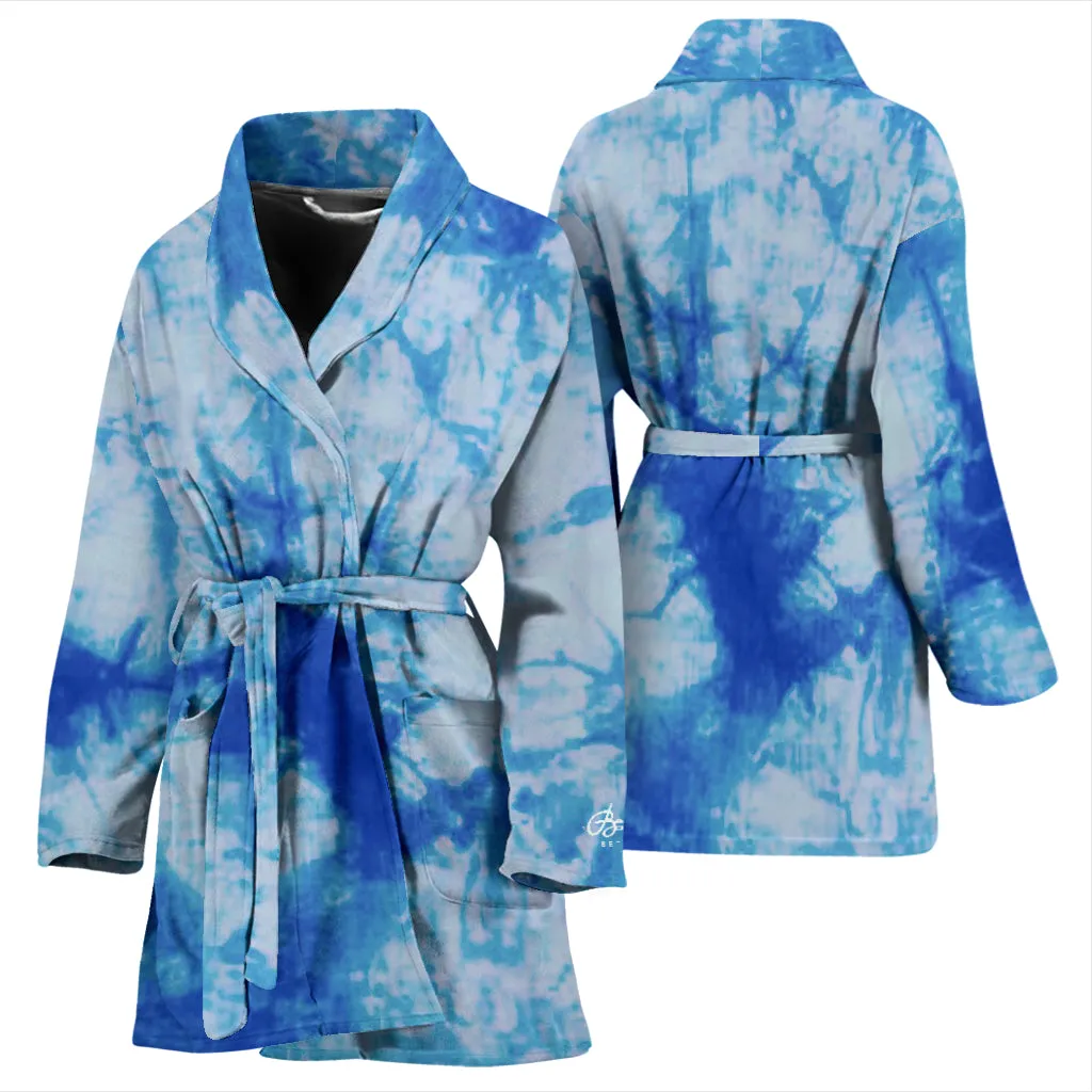 Blue Tie Dye Bath Robe - Women