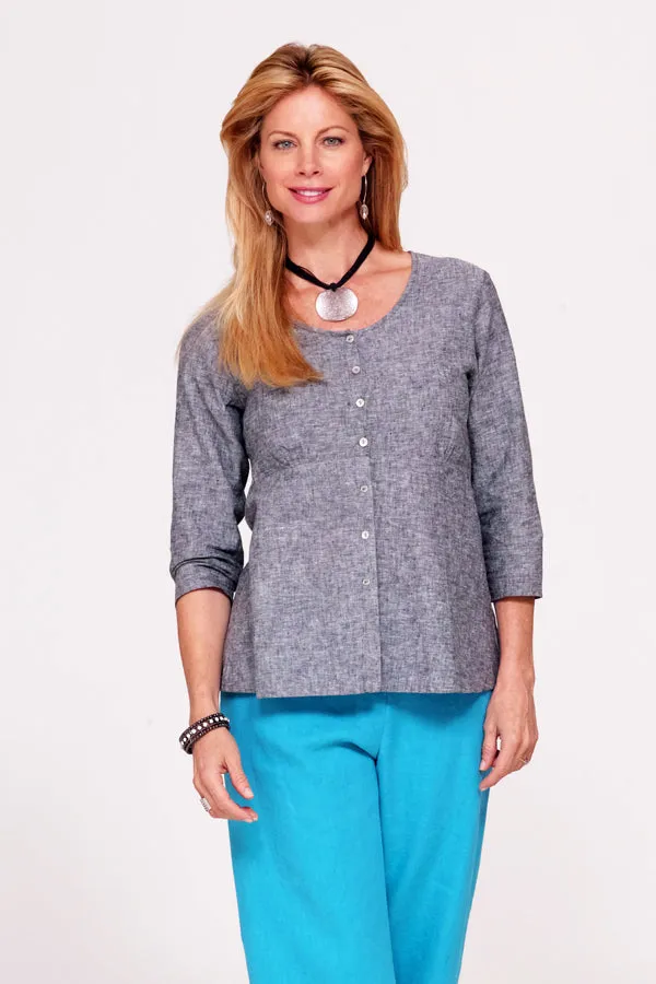 button front linen tunic