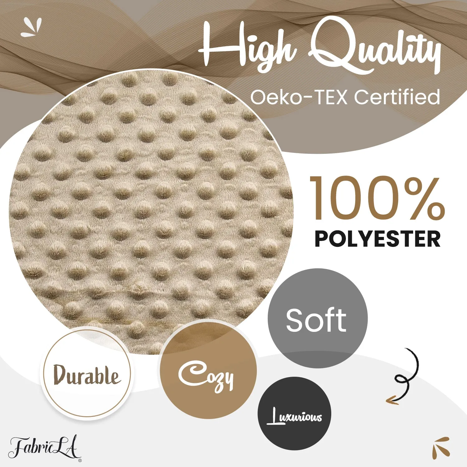 Camel Minky Fabric by the Yard | Oeko-TEX Certified Plush | 60" Wide for Baby Blankets & More