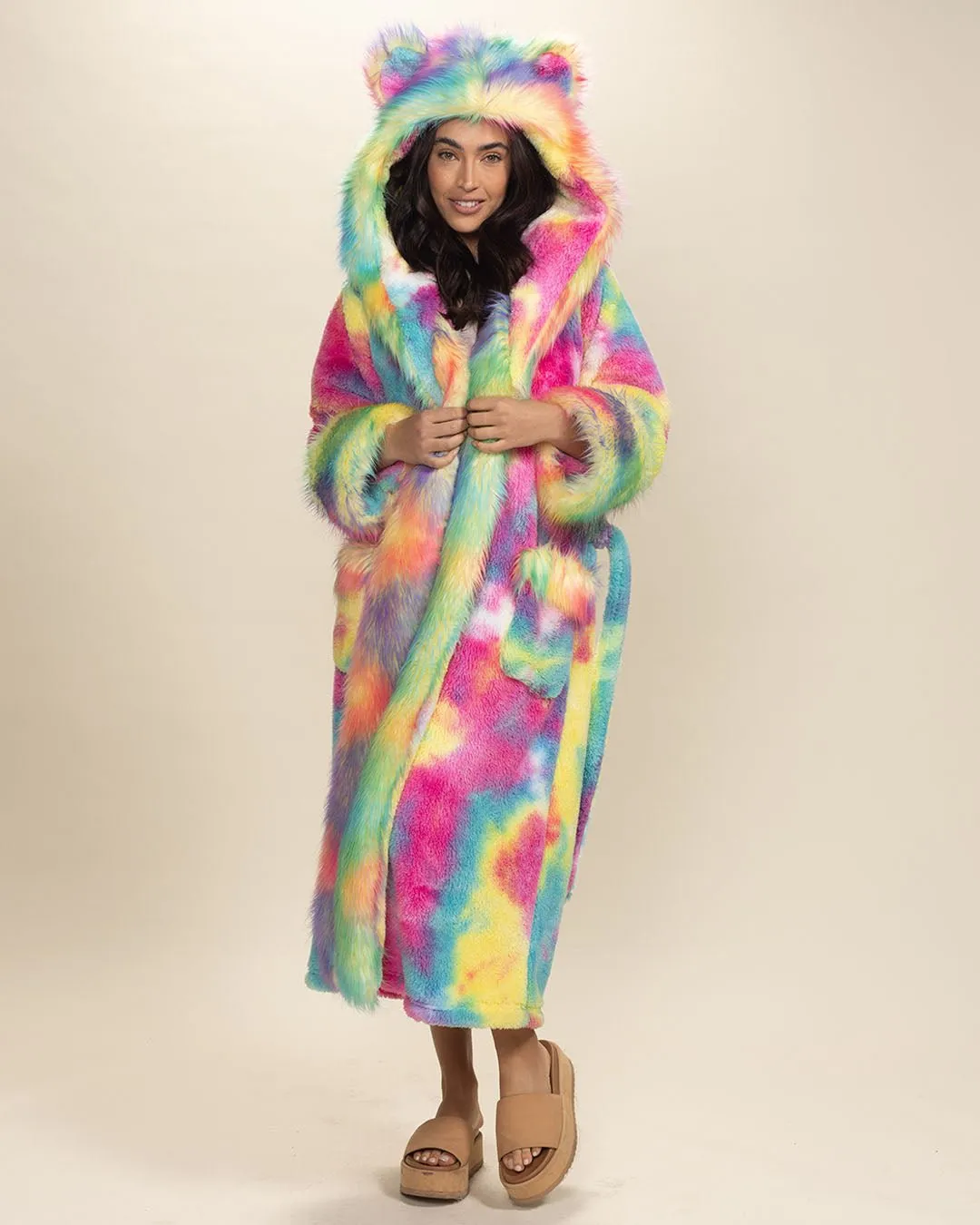 Classic Women's Luxury Robe | Rainbow Bear