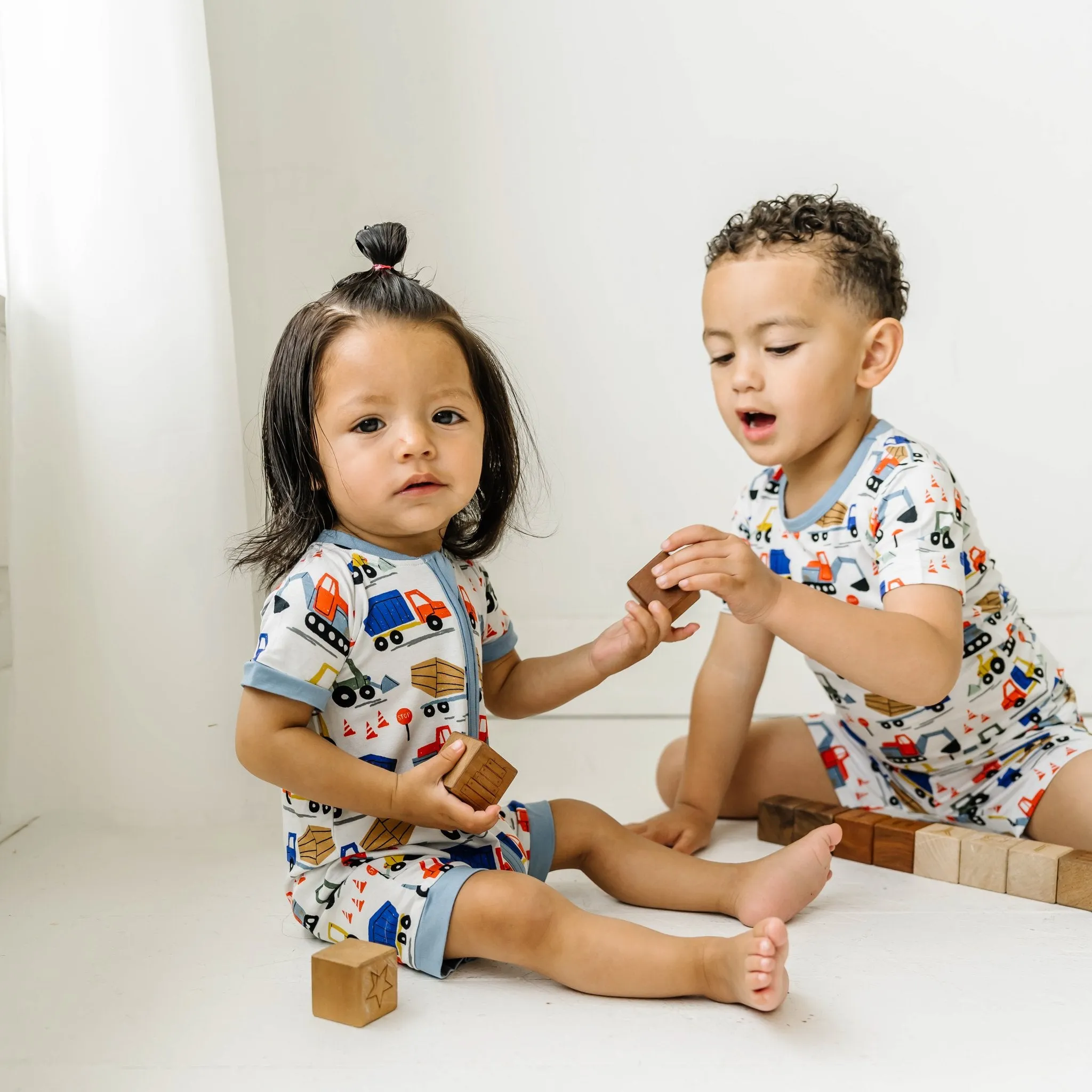 Construction Two-Piece Short Sleeve & Shorts Pajama Set