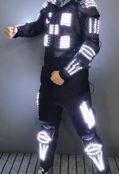 Cool LED Armor Light Up Jackets Dance Performance Costume Led Luminous Helmet Led Outfit Clothes LED Robot Suits