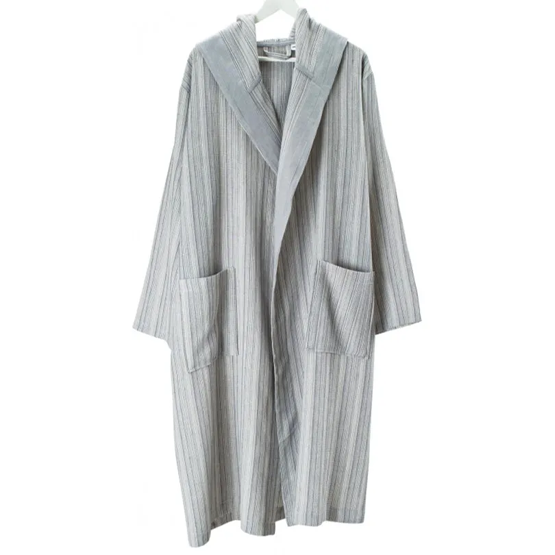 Dervis Natural Cotton Grey Bathrobe