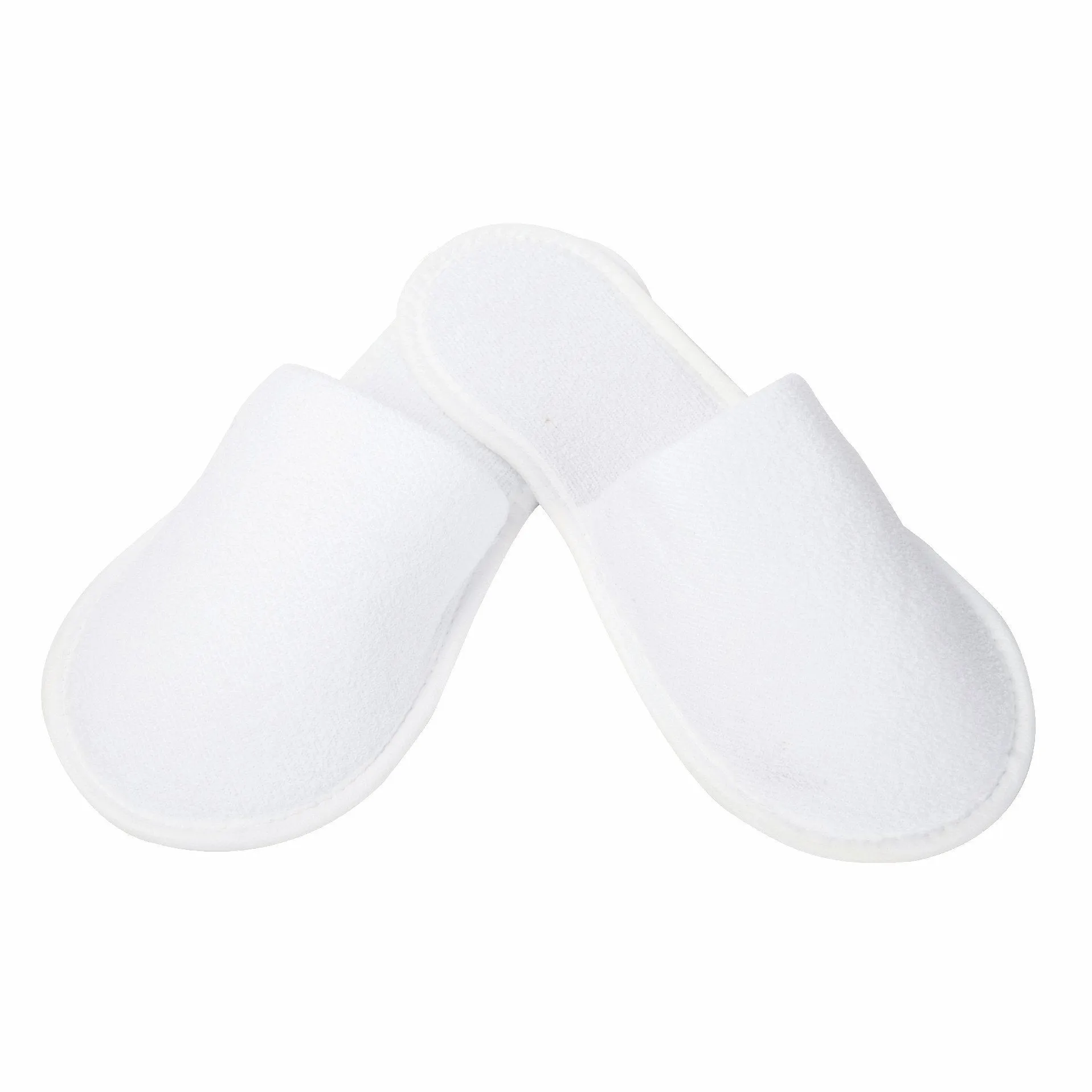 Disposable White Towelling Slippers Closed-toe