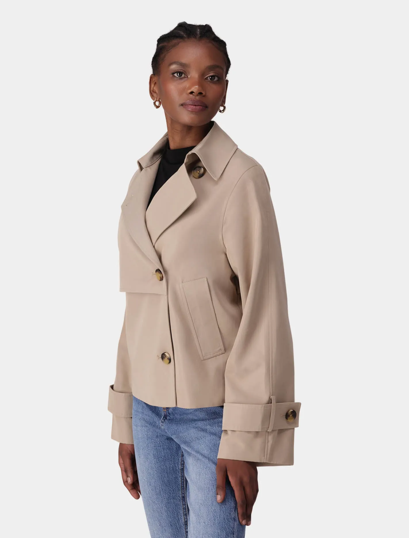 Ebony Cropped Trench Coat