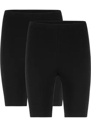 Elastic bicycle shorts (2 pieces per pack) Bpc Bonprix Collection, black