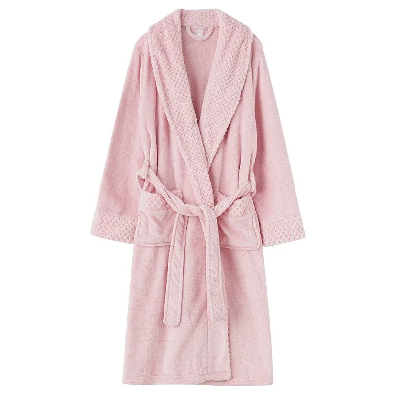 Elowel Adult's Unisex Hooded Pink Bathrobe fuzzy robe Size M-XL