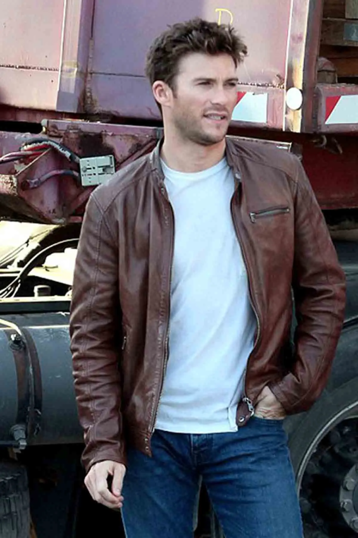 Epic Scott Eastwood Overdrive Style Leather Jacket For Men’s by TJS