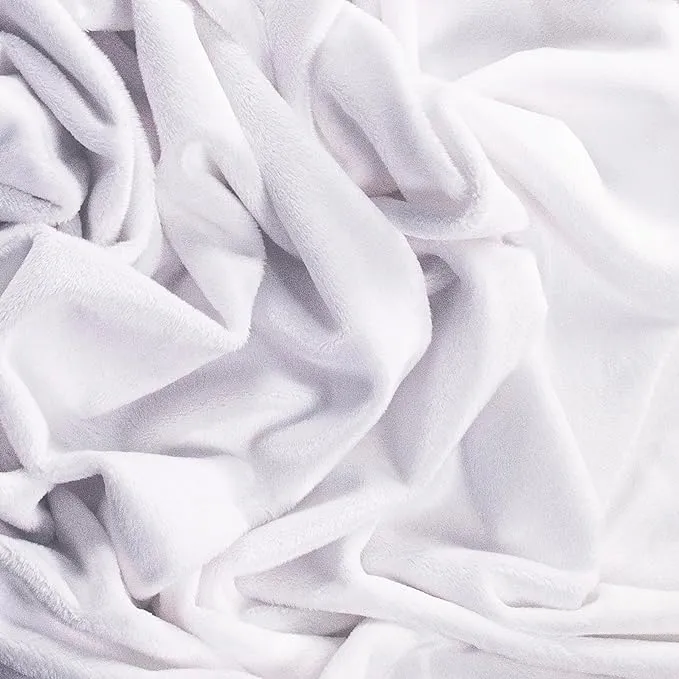 FabricLA Minky Solid Fabric by The Yard | White