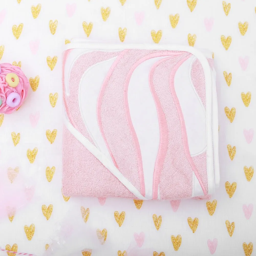 Fancy Fluff Bamboo Cotton Kids Hooded Towel- Strawberry Swirl