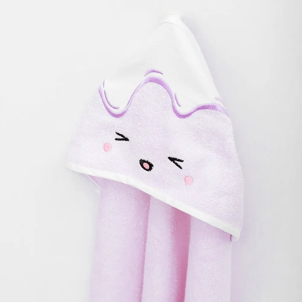 FancyFluff Bamboo Cotton Kids Hooded Towel- Lavender Sundae