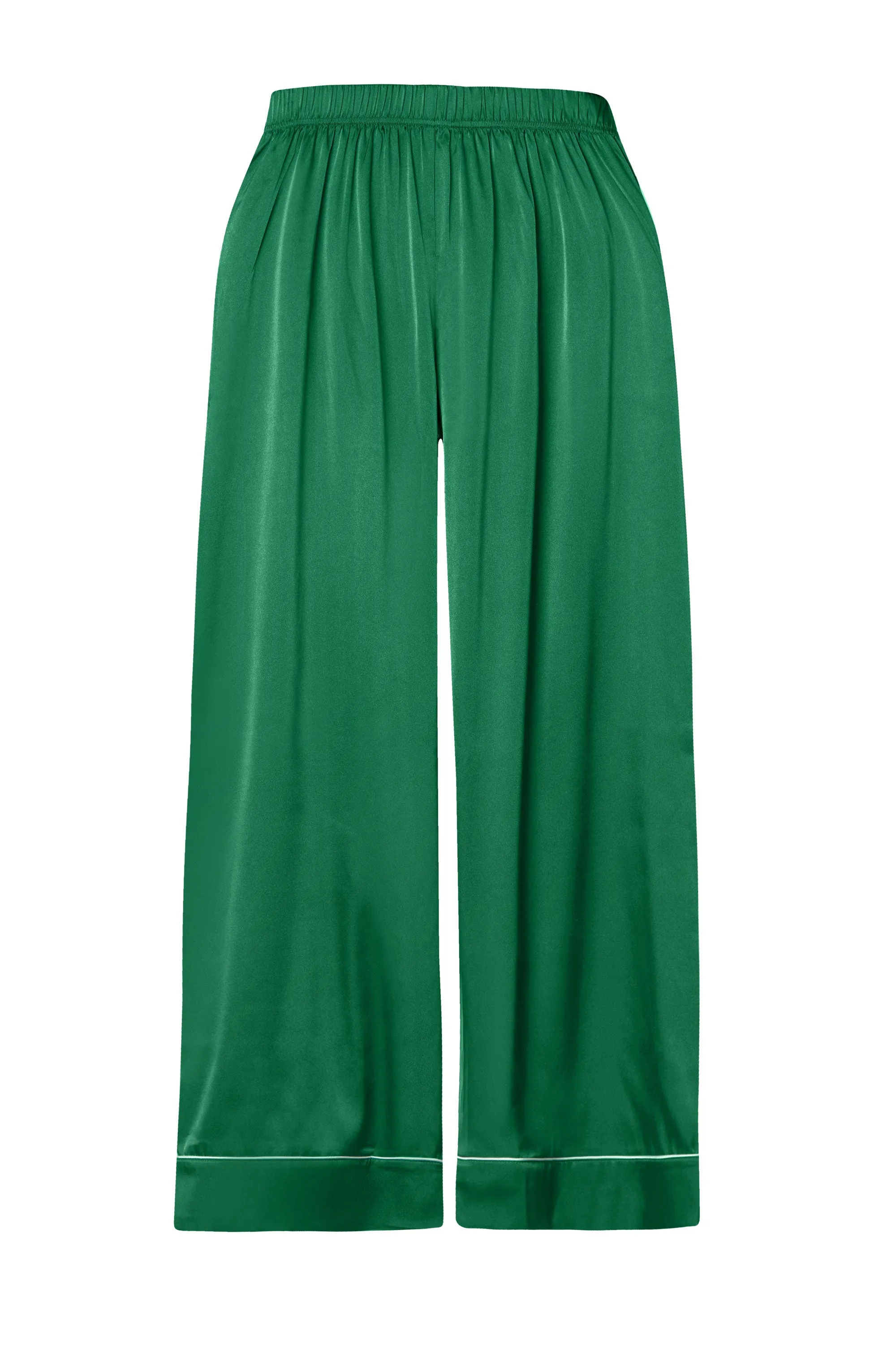 Floriana Hunter Green Satin Long Sleeve Pajama Set