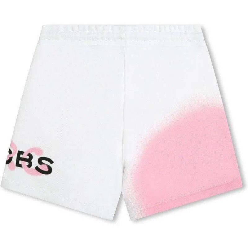 Girls White Graffiti Shorts