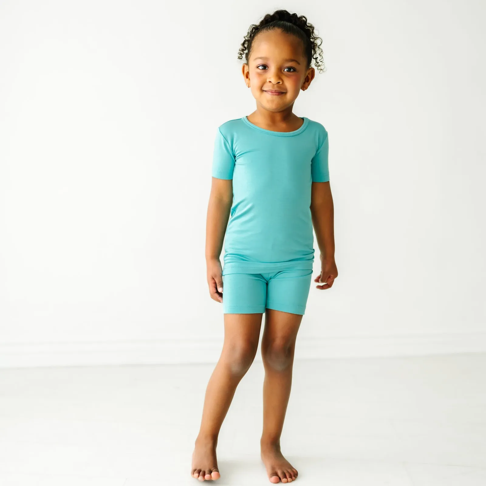 Glacier Turquoise Two-Piece Short Sleeve & Shorts Pajama Set