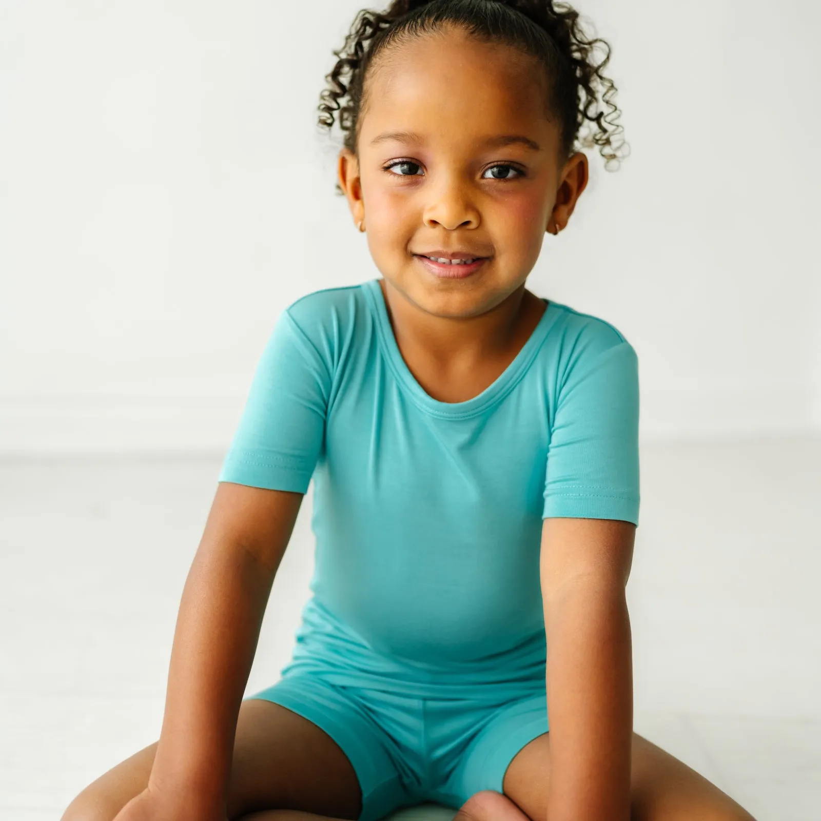 Glacier Turquoise Two-Piece Short Sleeve & Shorts Pajama Set