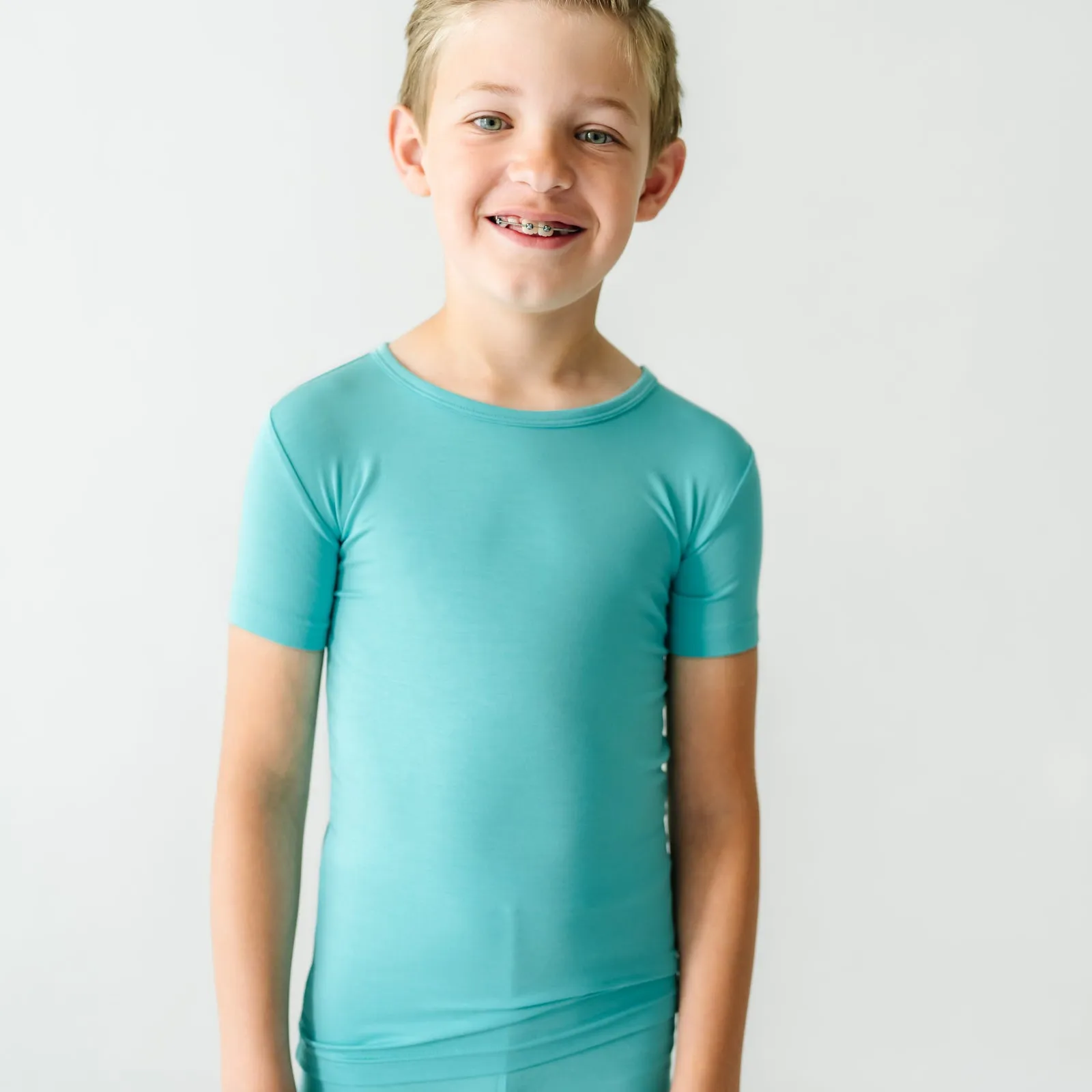 Glacier Turquoise Two-Piece Short Sleeve & Shorts Pajama Set