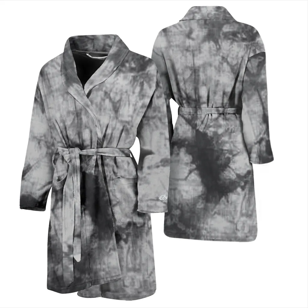 Grey Tie Dye Bath Robe - Men