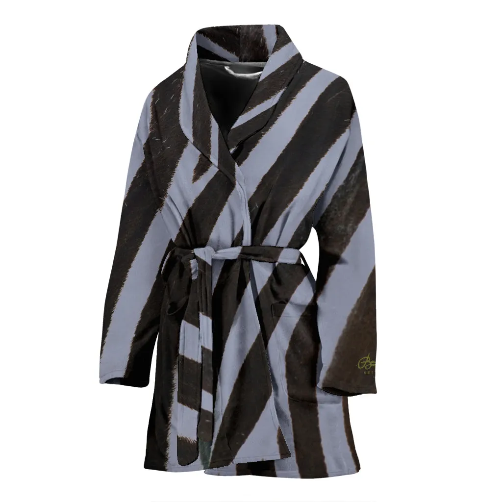 Grey Zebra Bath Robe - Women