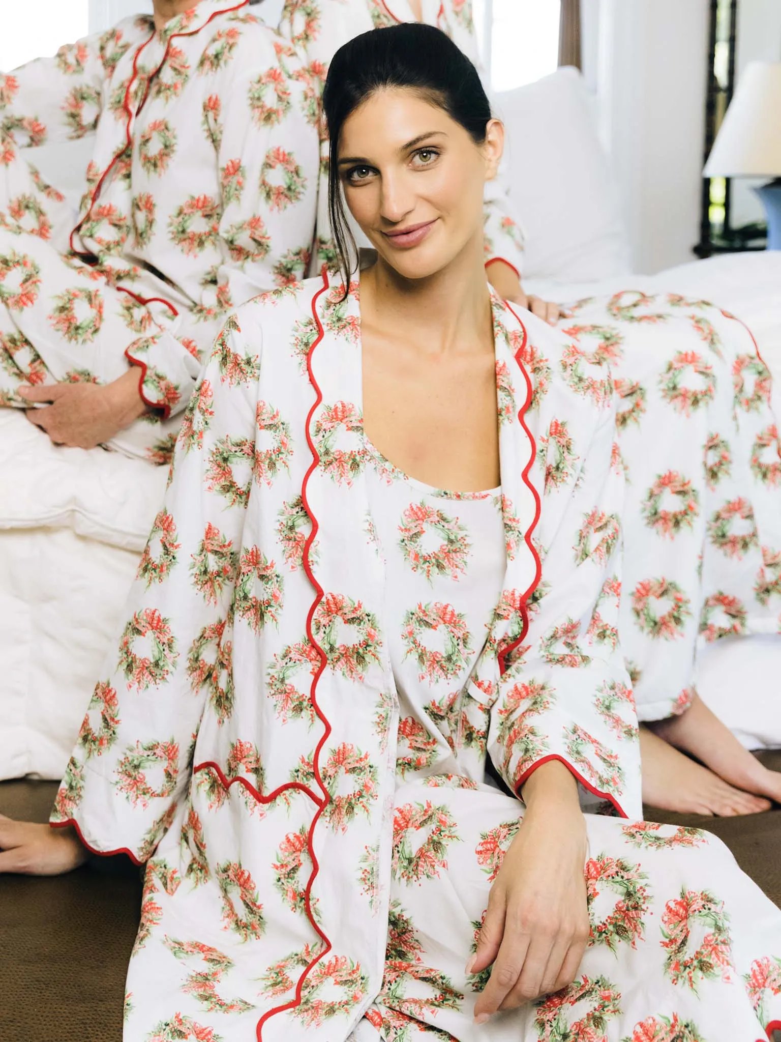 Holiday Wreath Print Slip Nightgown