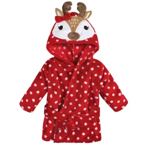 Hudson Baby Plush Animal Face Bathrobe, Holiday Reindeer