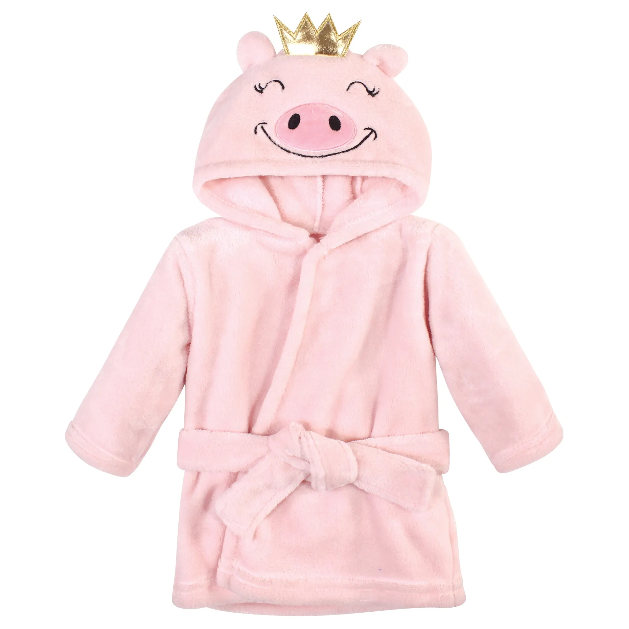 Hudson Baby Plush Animal Face Bathrobe, Pig