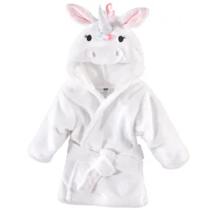 Hudson Baby Plush Animal Face Bathrobe, Rainbow Unicorn