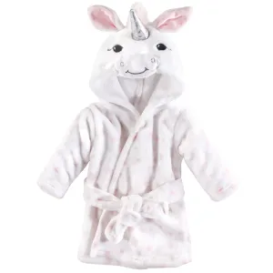 Hudson Baby Plush Animal Face Bathrobe, White Unicorn