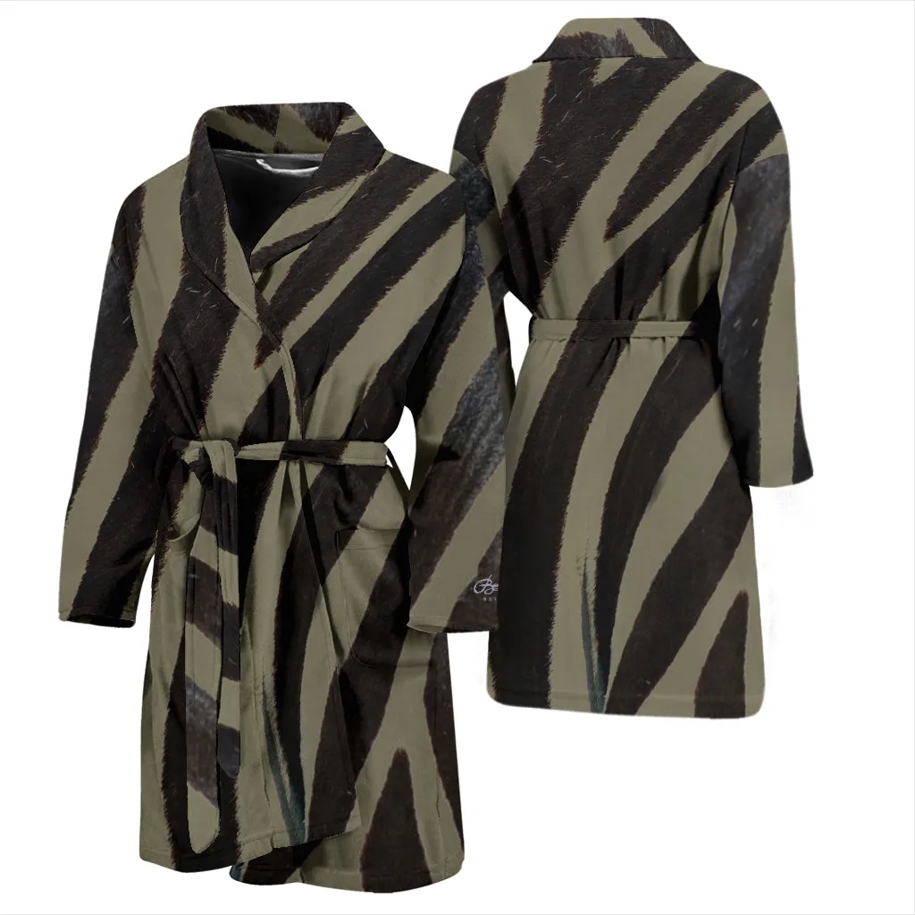 Khaki Zebra Bath Robe - Men