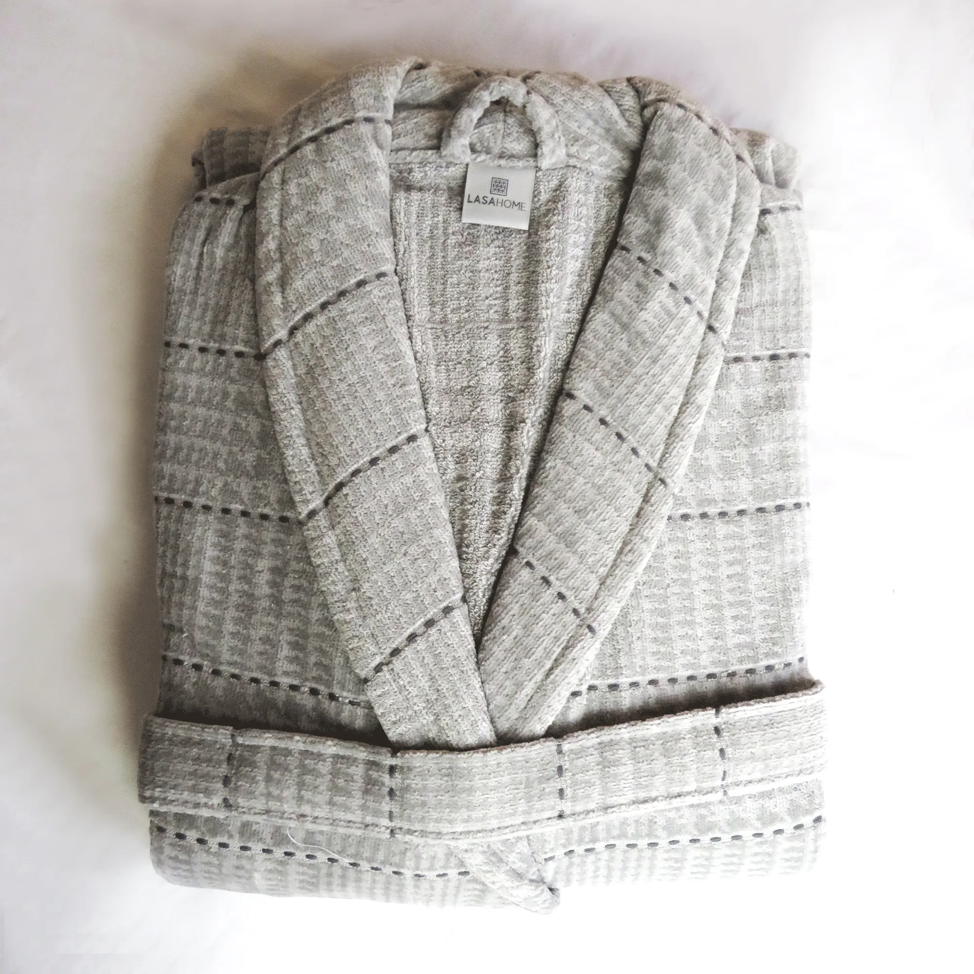 Light Grey Shawl Collar Bathrobe