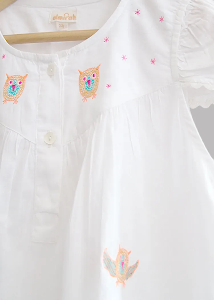 Miria Owl Night Dress for Kids