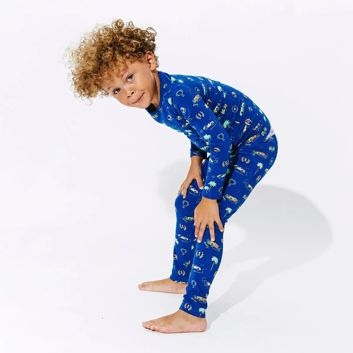 Monaco Blue Bamboo Kids Pajamas