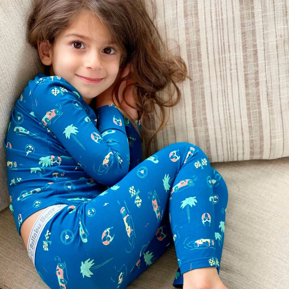 Monaco Blue Bamboo Kids Pajamas