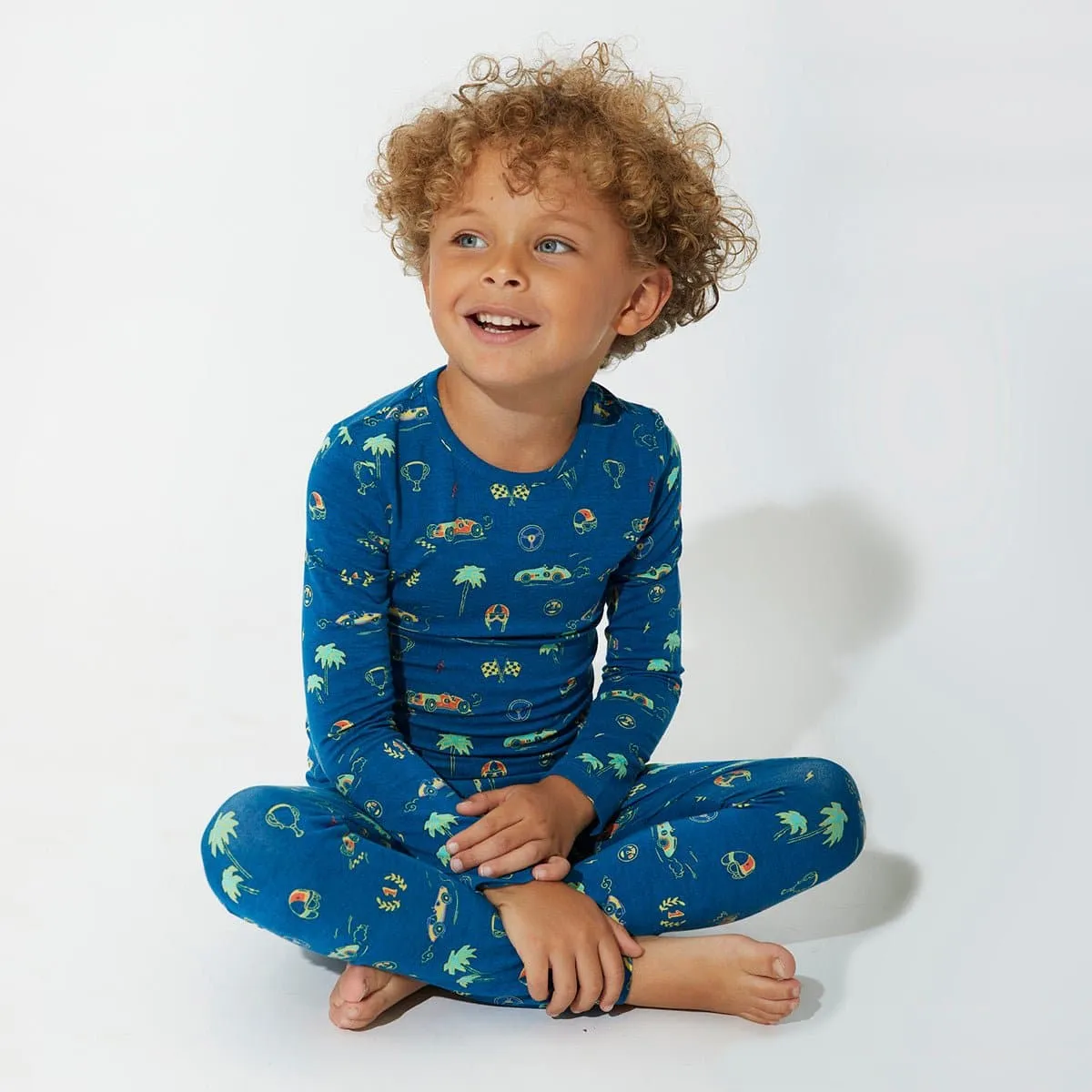 Monaco Blue Bamboo Kids Pajamas