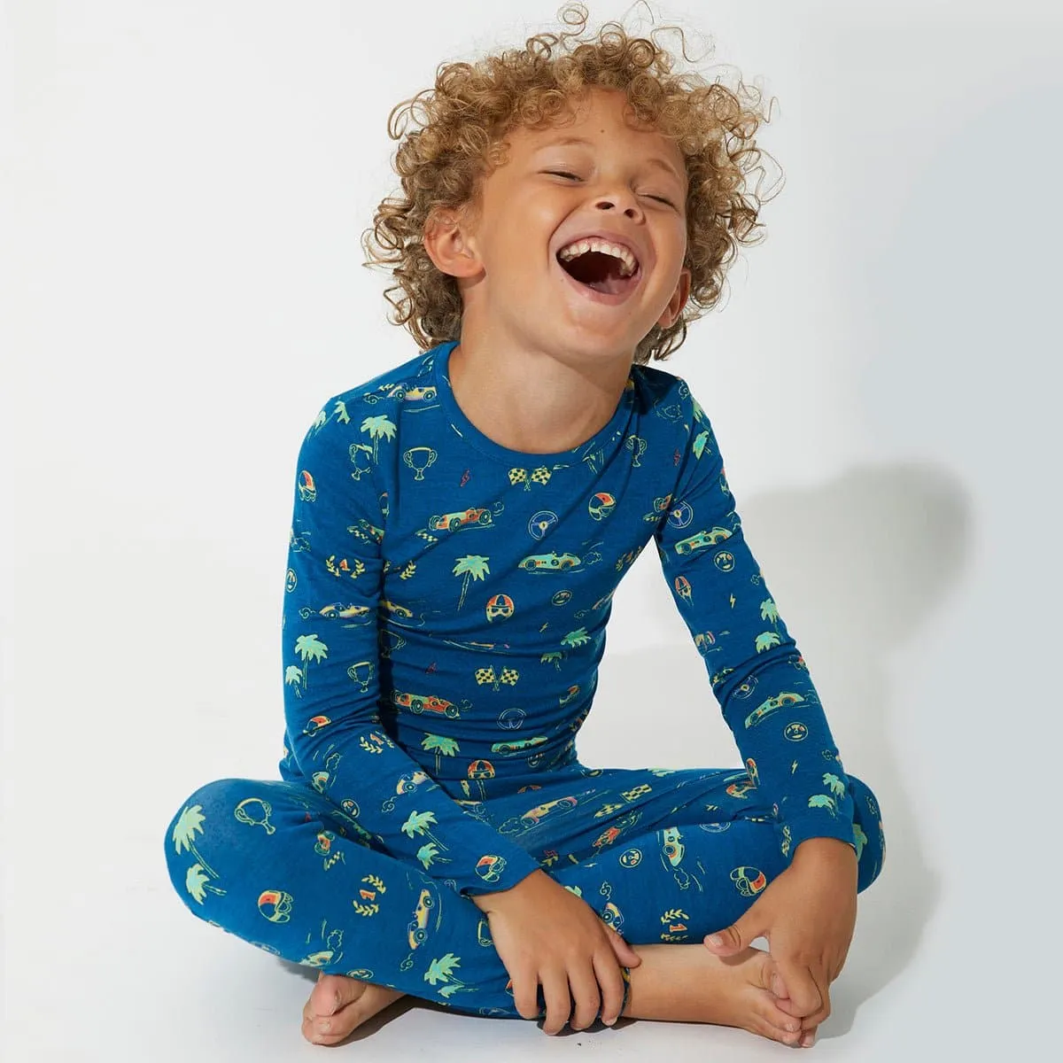 Monaco Blue Bamboo Kids Pajamas