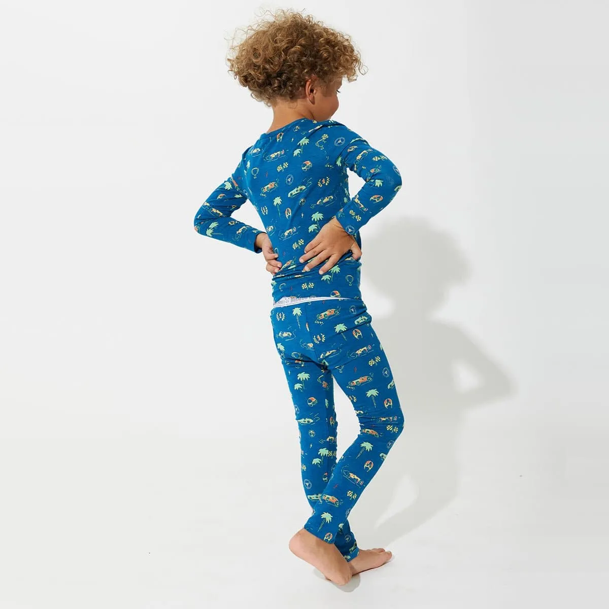 Monaco Blue Bamboo Kids Pajamas