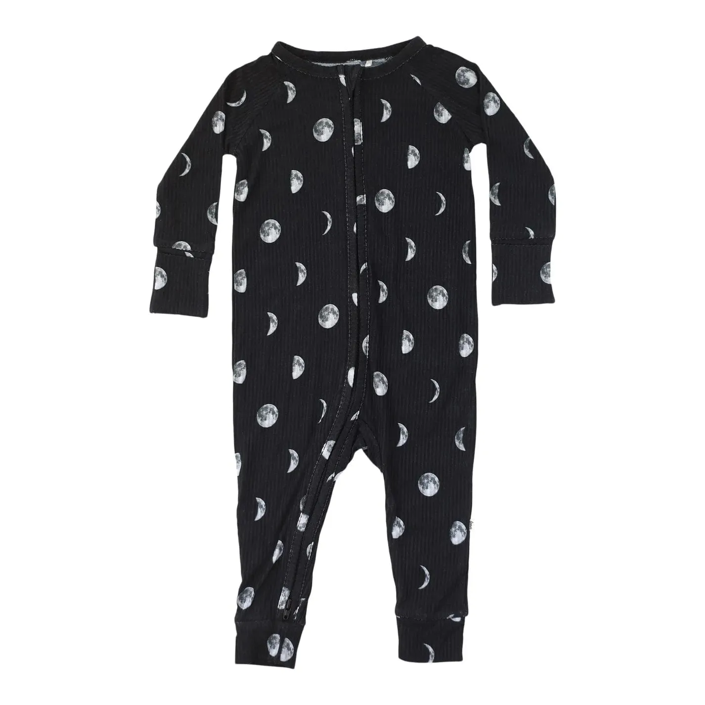 Moon Phases Ribbed Zip Romper