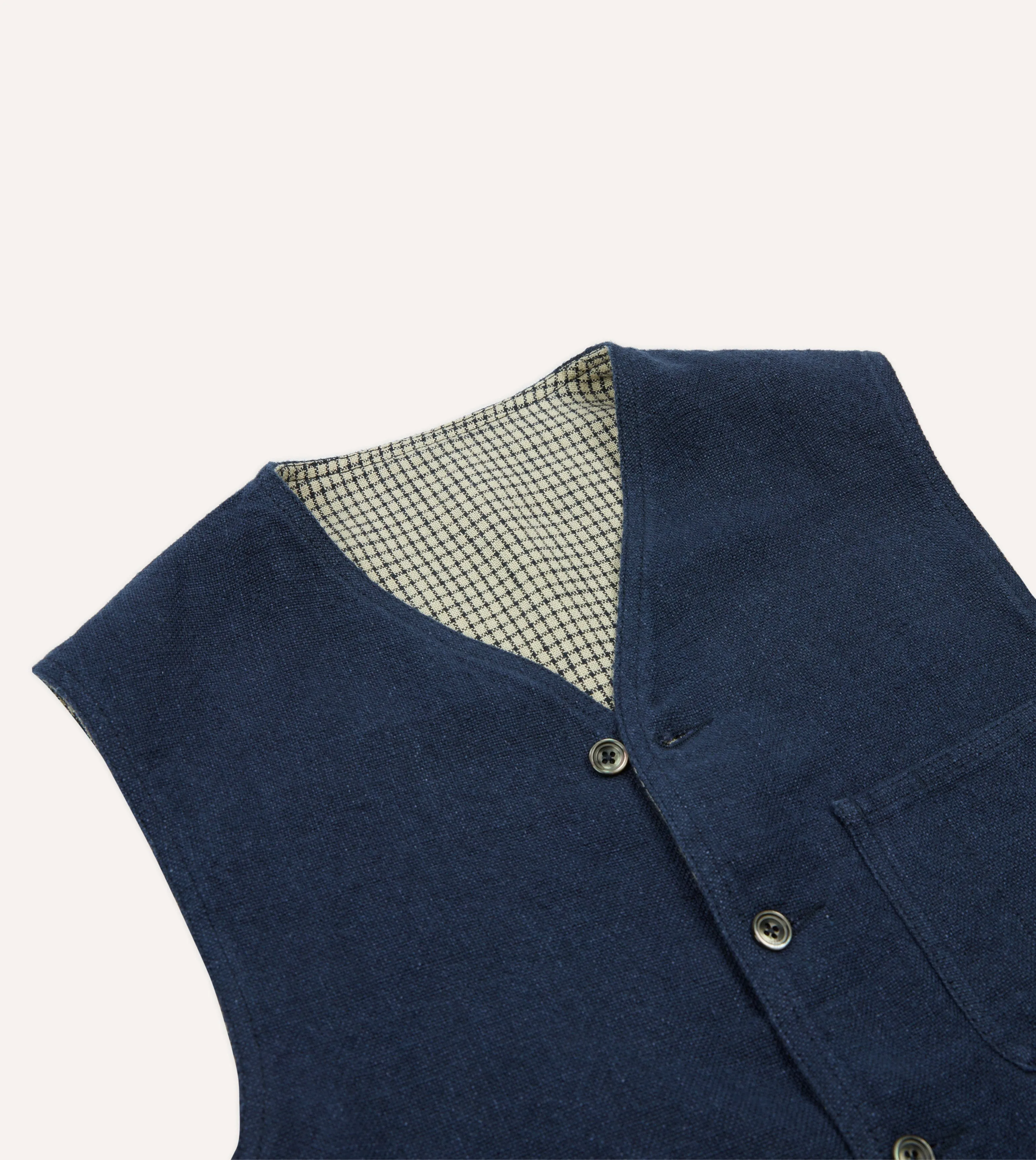 Navy Linen Utility Vest