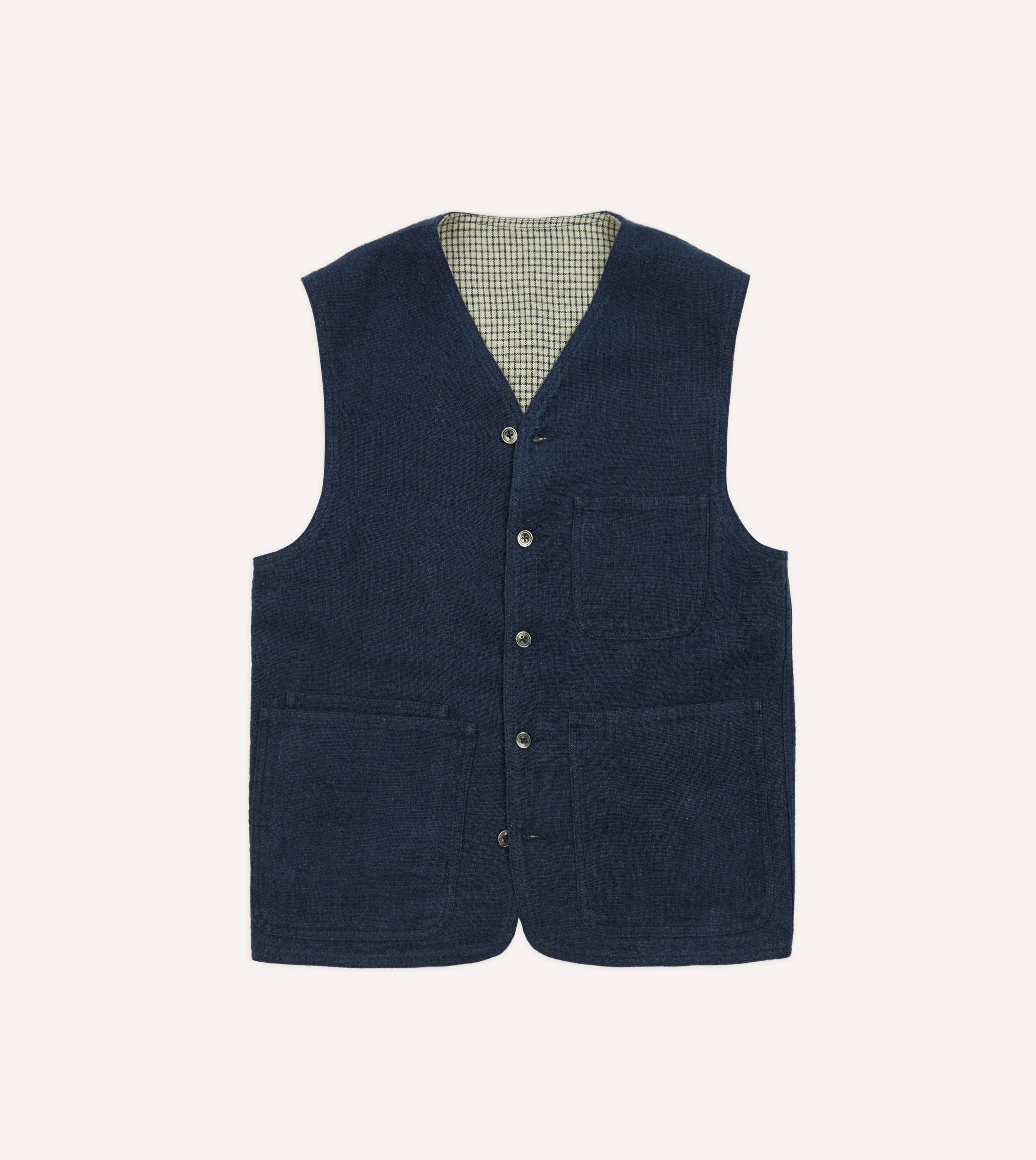 Navy Linen Utility Vest