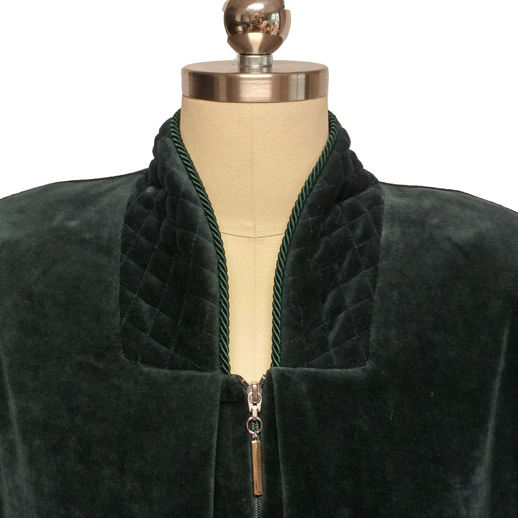 NEW -  DIAMOND TEA COTTON VELOUR ROBE WITH ZIP UP FRONT & QUILTED TRIM IN ASPEN - SIZE LARGE- #2 - WOULD MAKE A WONDERFUL GIFT